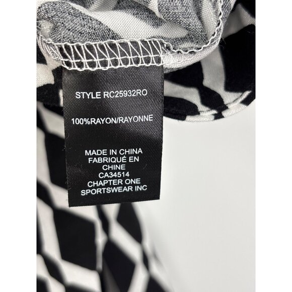 Meg & Margot Geometric Pull On Wide Leg Pant Black White Medium NEW - Picture 6 of 6